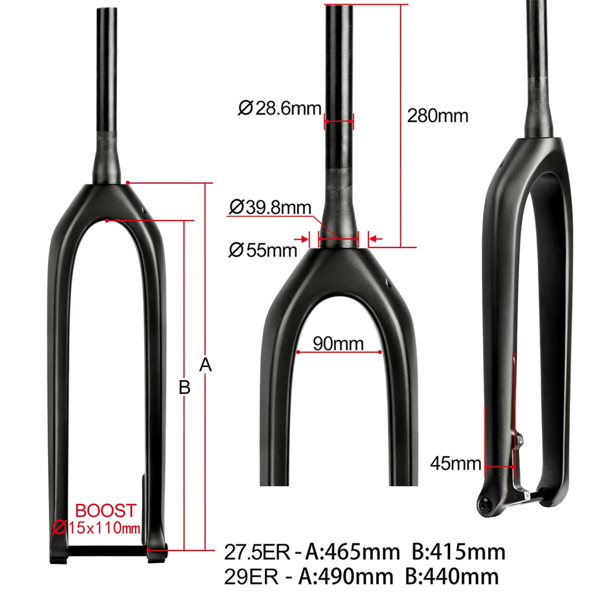 Wanyifa Carbon Fiber BOOST Fork Disc Bicycle Front Fork Mountain Bike