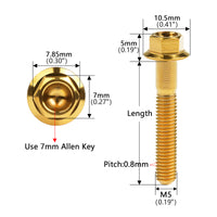 Wanyifa Titanium Bolt M4/M5x6 8 10 12 15 20 25 30mm Small Flange Hex Head Screws for Bike Motorcycle Car