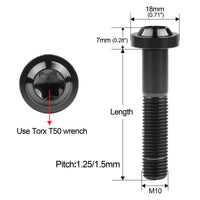 Wanyifa Titanium Bolt M10x10 15 20 25 30 35 40 45 50 60mm Disc Torx T50 Head Screw for Motorcycle Bicycle Car