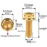 Wanyifa Titanium Bolt M6x10 15 20 25 30 35 40 45 50 55 60mm Flange Head With Hole Hex Screw for Bike