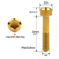 Wanyifa Titanium Bolt M5x23mm Round Socket Head Cap Allen Key Half threaded Screw For Bicycle Disc