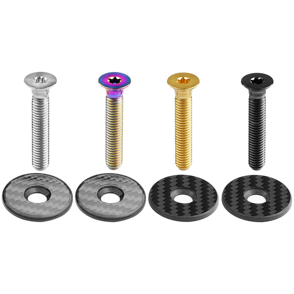 Wanyifa Titanium Bicycle Headset Bolt M6x35mm Countersunk Torx T25 Head Screw & Carbon Fiber 1-1/8" Bike Stem Headset Top Cap Bike Parts