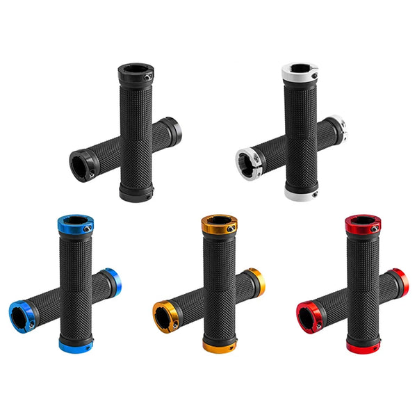 Wanyifa Bicycle Rubber Grips MTB Alloy Lock Bilateral Lock Handlebar Grips Anti Slip Cycling Handlebar Sleeve BMX Bicycle Accessories