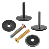 Wanyifa Titanium Bolt M6x35mm + 1 1/8" CNC 3K Carbon Fiber Stem Top Cap Gloss/Matte for Road Mountain Bike Cycling Parts