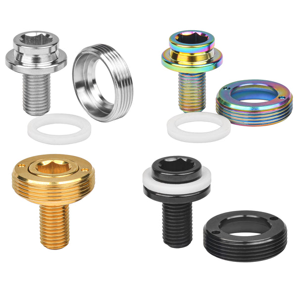Wanyifa Titanium Bolt M8x15mm Road Bike Crank Bolt with Cap Rubber Ring Waterproof Screw Set for Motorcycle