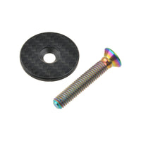 Wanyifa Titanium Bolt M6x35mm + 1 1/8" CNC 3K Carbon Fiber Stem Top Cap Gloss/Matte for Road Mountain Bike Cycling Parts