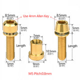 Wanyifa Titanium Bolt 2pcs M5x16 18 20mm Hex Head with Washer Screws & 2pcs M5 Steerer Clamp Nuts Set for Bicycle Stem Handlebar Front Fork Locking Fastener Sets