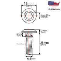 Wanyifa 4pcs Titanium Bolts M8x25mm Hex Socket Head Screws for Honda Motorcycle Disc Brake US Stock