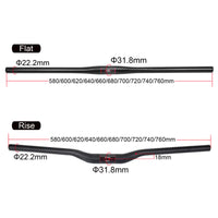 Wanyifa Carbon Handlebar MTB bicycle Flat Rise Handlebar 31.8*580 600 620 640 660 680 700 720 740 760mm For MTB MXB Road Bcycle Cycling Parts