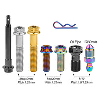 Wanyifa Titanium Bolt 2pcs M8x40mm Bolts+2pcs M8x20mm Bolts+1pc Caliper Pin With Clip+1pcs Oil Drain Screw+1pcs Oil Pipe Screw for Brembo Modificated Screws Kit 7pcs