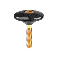 Wanyifa Titanium M6x35mm Bolt & Carbon Fiber 1-1/8" Bicycle Headset Top Cap for Bike Front Fork Stem Top Cover Screw Set