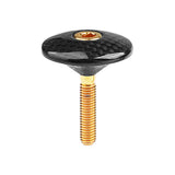 Wanyifa Titanium M6x35mm Bolt & Carbon Fiber 1-1/8" Bicycle Headset Top Cap for Bike Front Fork Stem Top Cover Screw Set