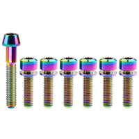 Wanyifa Titanium Bolt Set 1pcs M6x35mm Taper/Cap Hex Head Screw+6pcs M5/M6x16 18 20 25 35mm Chamfered Hex Head with No-shedding Washer Screws for Bicycle Upgarde Set Kits