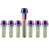 Wanyifa Titanium Bolt Set 1pc M6x35mm Taper/Cap Hex Head Screw+6pcs M5/M6x16 18 20mm Taper Hex Head with No-shedding Washer Screws for Bicycle Upgarde Set Kits