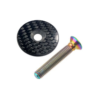 Wanyifa Titanium Bolt M6x35mm + 1 1/8" CNC 3K Carbon Fiber Stem Top Cap Gloss/Matte for Road Mountain Bike Cycling Parts