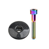 Wanyifa Titanium Bolt M6x35mm + 1 1/8" 3K Carbon Fiber Glossy/Matte Road Mountain Bike Cycling Headset Stem Top Cap