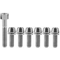 Wanyifa Titanium Bolt Set 1pc M6x35mm Taper/Cap Hex Head Screw+6pcs M5/M6x16 18 20mm Taper Hex Head with No-shedding Washer Screws for Bicycle Upgarde Set Kits