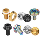 Wanyifa Titanium Bolt M8x15mm Road Bike Crank Bolt with Cap Rubber Ring Waterproof Screw Set for Motorcycle