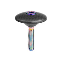 Wanyifa Titanium M6x35mm Bolt & Carbon Fiber 1-1/8" Bicycle Headset Top Cap for Bike Front Fork Stem Top Cover Screw Set