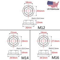 Wanyifa 6pcs Titanium Nut M5 M6 M8 M10 M12 M14 M16 DIN6923 Flange Hex Nuts US Stock