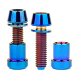 Wanyifa Titanium Bolt 2pcs M5x16 18 20mm Hex Head with Washer Screws & 2pcs M5 Steerer Clamp Nuts Set for Bicycle Stem Handlebar Front Fork Locking Fastener Sets