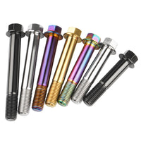 Wanyifa Titanium Bolt M12x30 35 40 45 50 55 60 65 70 75 80 85 90mm Flange Hex Head Screws for Motorcycle Pitch 1.5mm