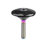 Wanyifa Titanium M6x35mm Bolt & Carbon Fiber 1-1/8" Bicycle Headset Top Cap for Bike Front Fork Stem Top Cover Screw Set