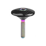 Wanyifa Titanium M6x35mm Bolt & Carbon Fiber 1-1/8" Bicycle Headset Top Cap for Bike Front Fork Stem Top Cover Screw Set