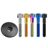 Wanyifa Titanium Bolt M6x35mm + 1 1/8" 3K Carbon Fiber Glossy/Matte Road Mountain Bike Cycling Headset Stem Top Cap