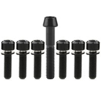 Wanyifa Titanium Bolt Set 1pcs M6x35mm Taper/Cap Hex Head Screw+6pcs M5/M6x16 18 20 25 35mm Chamfered Hex Head with No-shedding Washer Screws for Bicycle Upgarde Set Kits