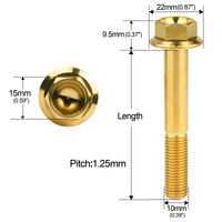 Wanyifa Titanium Bolt M10x20 25 30 35 40 45 50 55 60 65 70 75 80 100mm DIN6921 Flange Hex Head Screws for Motorcycle Pitch 1.25mm