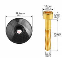 Wanyifa Titanium M6x35mm Bolt & Carbon Fiber 1-1/8" Bicycle Headset Top Cap for Bike Front Fork Stem Top Cover Screw Set