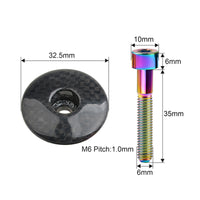 Wanyifa Titanium Bolt M6x35mm + 1 1/8" 3K Carbon Fiber Glossy/Matte Road Mountain Bike Cycling Headset Stem Top Cap