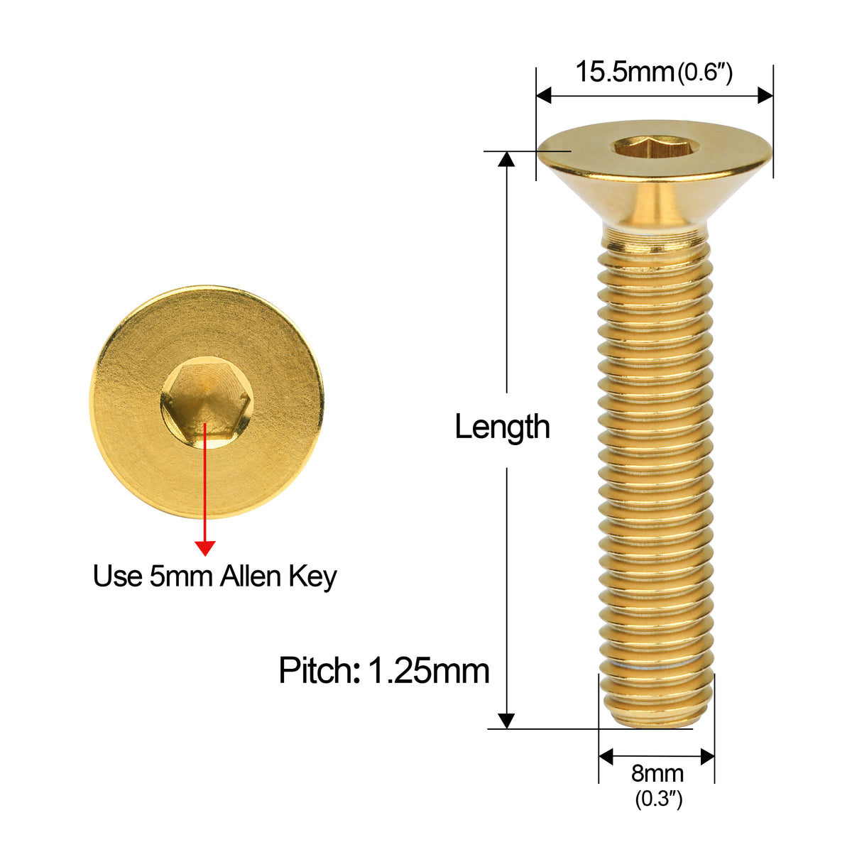 Wanyifa Titanium Bolt M8x15 20 25 30 35 40 45 50 60 65mm Countersunk H ...