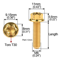Wanyifa Titanium Bolt M6x10 15 20 25 30 35 40 45 50mm Flange Torx Head Screw for Bike Motorcycle Car