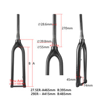 Wanyifa Carbon Fiber 27.5/29" MTB Bike Front Fork Thru Axle 15*100mm Rigid Bicycle Fork Vertebra Tube Carbon Fork MF-01A With WANYIFA Logo