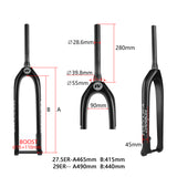 Wanyifa MTB Bike Fork 27.5/29" Thru Axle 15x110mm Carbon Fiber Bicycle Front Fork Rigid Bicycle Fork Vertebra Tube Boost Fork With WANYIFA Logo