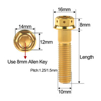 Wanyifa Titanium Bolt M10x20 25 30 35 40 45 50 55 60 65 70 75 80 85 90mm Flange with Drilled Holes Hex Head Srecws Pitch 1.25mm