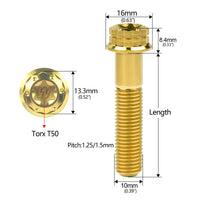 Wanyifa Titanium Bolt M10x20 25 30 35 40 45 50 55 60 65 70mm Flange 12-Point Torx Head with 'W' Logo Screw Pitch 1.25mm