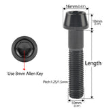 WanyifaチタンボルトM10x2025 30 35 40 45 50mm1.25モーターサイクル改造用ピッチアレンキーテーパーヘッドスクリュー