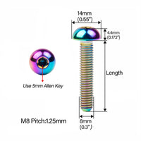 Wanyifa Titanium Bolt M8x15 20 25 30 35mm Button Hex Allen Key Head Screws For Motor Bike Disc