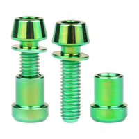 Wanyifa Titanium Bolt 2pcs M5x16 18 20mm Hex Head with Washer Screws & 2pcs M5 Steerer Clamp Nuts Set for Bicycle Stem Handlebar Front Fork Locking Fastener Sets