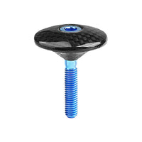 Wanyifa Titanium M6x35mm Bolt & Carbon Fiber 1-1/8" Bicycle Headset Top Cap for Bike Front Fork Stem Top Cover Screw Set