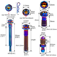 Wanyifa Titanium Bolt 2pcs M8x40mm Bolts+2pcs M8x20mm Bolts+1pcs Caliper Pin With Clip+1pcs Oil Drain Screw+1pcs Oil Pipe Screw For Brembo Modificated Screws Kit 7pcs