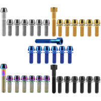 Wanyifa Titanium Bolt Set 1pc M6x35mm Taper/Cap Hex Head Screw+6pcs M5/M6x16 18 20mm Taper Hex Head with No-shedding Washer Screws for Bicycle Upgarde Set Kits