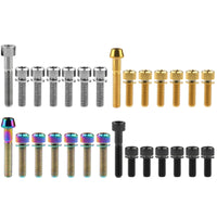Wanyifa Titanium Bolt Set 1pcs M6x35mm Taper/Cap Hex Head Screw+6pcs M5/M6x16 18 20 25 35mm Chamfered Hex Head with No-shedding Washer Screws for Bicycle Upgarde Set Kits
