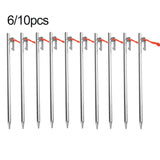 Wanyifa Titanium Alloy High Strength Tent Pegs 165mm 250mm Stakes With Rope For Camping Outdoor Ground 6/10pcs