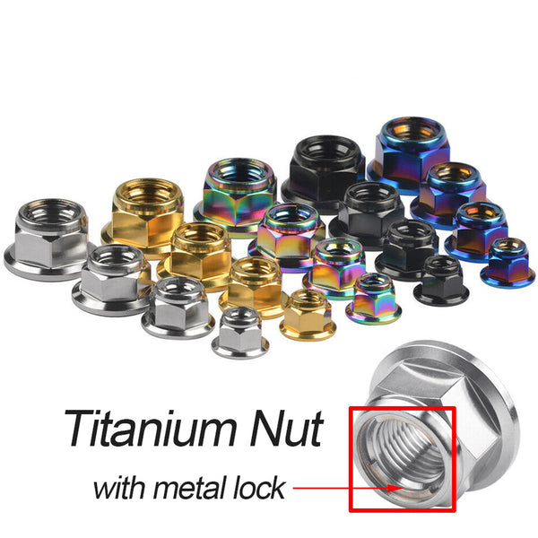 thumbnail image 2 of Grade 5 Titanium Flange Lock Nuts - Metric M5, M6, M8, M10, M12 For Bike/Motorcycle/Car 2 of 4
