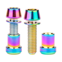 Wanyifa Titanium Bolt 2pcs M5x16 18 20mm Hex Head with Washer Screws & 2pcs M5 Steerer Clamp Nuts Set for Bicycle Stem Handlebar Front Fork Locking Fastener Sets