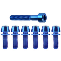 Wanyifa Titanium Bolt Set 1pc M6x35mm Taper/Cap Hex Head Screw+6pcs M5/M6x16 18 20mm Taper Hex Head with No-shedding Washer Screws for Bicycle Upgarde Set Kits